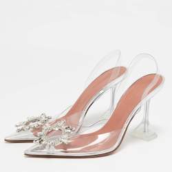 Pre Owned Amina Muaddi Transparent PVC Begum Pumps Size 38.5