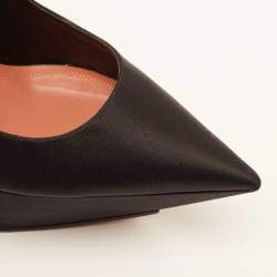 Pre Owned Amina Muaddi Black Satin Yigit Platform Pumps Size 41