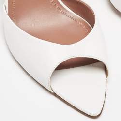 Amina Muaddi White Leather Ankle Strap Sandals Size 40