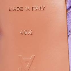 Pre Owned Amina Muaddi Purple Satin Crystal Embellished And Feather Adwoa Slingback Sandals Size 40.5