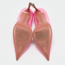 Amina Muaddi Pink Leather Sharon Pumps Size 37