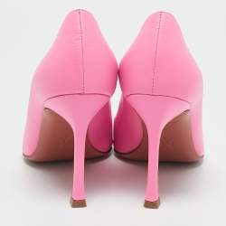 Amina Muaddi Pink Leather Sharon Pumps Size 37