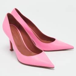 Amina Muaddi Pink Leather Sharon Pumps Size 37