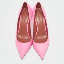 Amina Muaddi Pink Leather Sharon Pumps Size 37