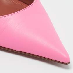 Amina Muaddi Pink Leather Sharon Pumps Size 37