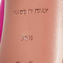 Pre Owned Amina Muaddi Pink Satin Begum Crystal Embellished Mules Size 36.5