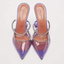 Amina Muaddi Transparent PVC Glida Crystal  Glass Mules Size 40