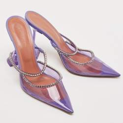 Amina Muaddi Transparent PVC Glida Crystal  Glass Mules Size 40
