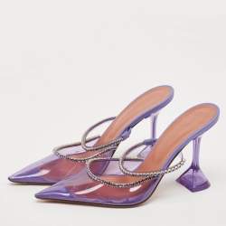 Amina Muaddi Transparent PVC Glida Crystal  Glass Mules Size 40