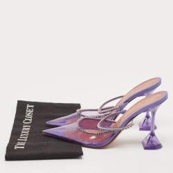 Amina Muaddi Transparent PVC Glida Crystal  Glass Mules Size 40