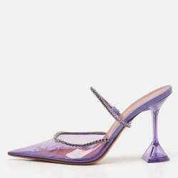 Amina Muaddi Transparent PVC Glida Crystal  Glass Mules Size 40