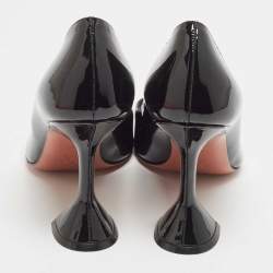 Pre Owned Amina Muaddi Black Patent Leather Ami Pumps Size 37.5