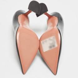 Pre Owned Amina Muaddi Black Patent Leather Ami Pumps Size 37.5