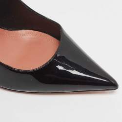 Pre Owned Amina Muaddi Black Patent Leather Ami Pumps Size 37.5