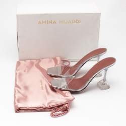 Amina Muaddi Transparent PVC Lupita Slide Sandals Size 37.5