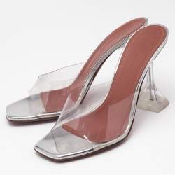 Amina Muaddi Transparent PVC Lupita Slide Sandals Size 37.5