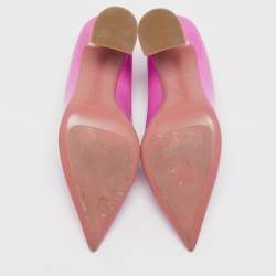 Amina Muaddi Pink Patent Leather Ami Pumps Size 38