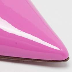 Amina Muaddi Pink Patent Leather Ami Pumps Size 38