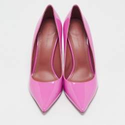 Amina Muaddi Pink Patent Leather Ami Pumps Size 38
