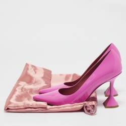 Amina Muaddi Pink Patent Leather Ami Pumps Size 38