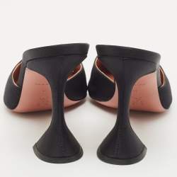 Pre Owned Amina Muaddi Black Satin Fiona Mules Size 41