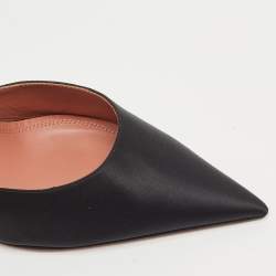 Pre Owned Amina Muaddi Black Satin Fiona Mules Size 41