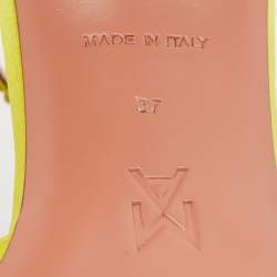 Pre Owned Amina Muaddi Yellow Satin Vittoria 105mm Crystal-Embellished Pumps Size 37