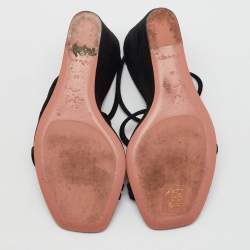 Amina Muaddi Black Suede Naima Wedge Sandals Size 36
