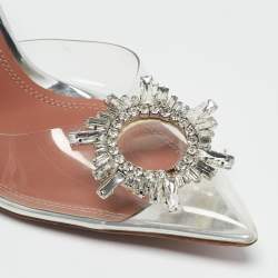 Pre Owned Amina Muaddi Transparent PVC Begum Slingback Pumps Size 40