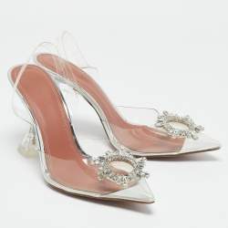 Pre Owned Amina Muaddi Transparent PVC Begum Slingback Pumps Size 40