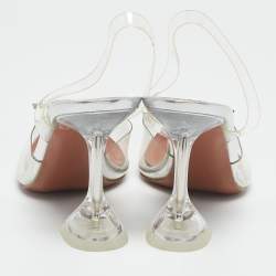 Pre Owned Amina Muaddi Transparent PVC Begum Slingback Pumps Size 40