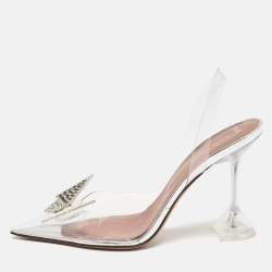Amina Muaddi X Awge Transparent PVC Phoenix Slingback Pumps Size 40