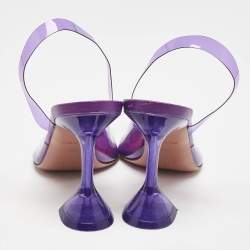 Pre Owned Amina Muaddi Purple PVC Begum Slingback Pumps Size 38.5