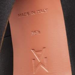 Pre Owned Amina Muaddi Black Satin Angelica Ankle Strap Platform Pumps Size 36.5