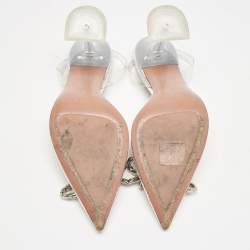 Pre Owned Amina Muaddi Transparent PVC Rosie Pointed Toe Slingback Pumps Size 37
