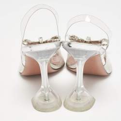 Pre Owned Amina Muaddi Transparent PVC Rosie Pointed Toe Slingback Pumps Size 37