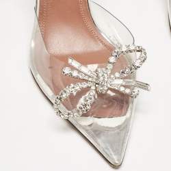 Pre Owned Amina Muaddi Transparent PVC Rosie Pointed Toe Slingback Pumps Size 37
