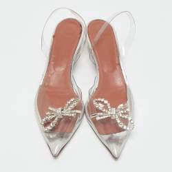 Amina Muaddi Transparent PVC Rosie Slingback Pumps Size 39