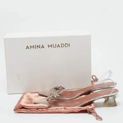 Amina Muaddi Transparent PVC Rosie Slingback Pumps Size 39