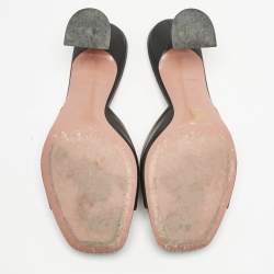 Amina Muaddi Black Leather Lupita Slide Sandals Size 39