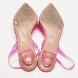Amina Muaddi Pink PVC Begum Crystal Embellished Slingback Pumps Size 41