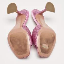 Amina Muaddi Pink Satin lupita Slide Sandals Size 39