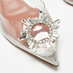 Amina Muaddi Silver PVC Begum Slingback Pumps Size 38