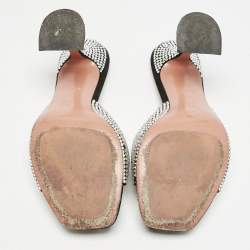 Amina Muaddi Black Suede Lupita Crystal Embellished Slide Sandals Size 38