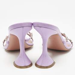 Pre Owned Amina Muaddi Lavender Leather Lily Slide Sandals Size 38