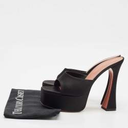 Amina Muaddi Black Satin Dalida Platform Sandals Size 39