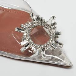 Amina Muaddi Transparent PVC Begum Crystal Embellished Slingback Pumps Size 41
