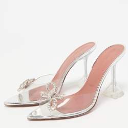Pre Owned Amina Muaddi Transparent PVC Rosie Slide Sandals Size 38