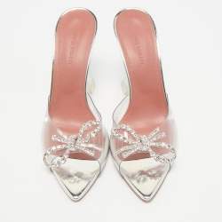 Pre Owned Amina Muaddi Transparent PVC Rosie Slide Sandals Size 38
