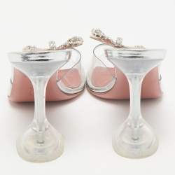 Pre Owned Amina Muaddi Transparent PVC Rosie Slide Sandals Size 38